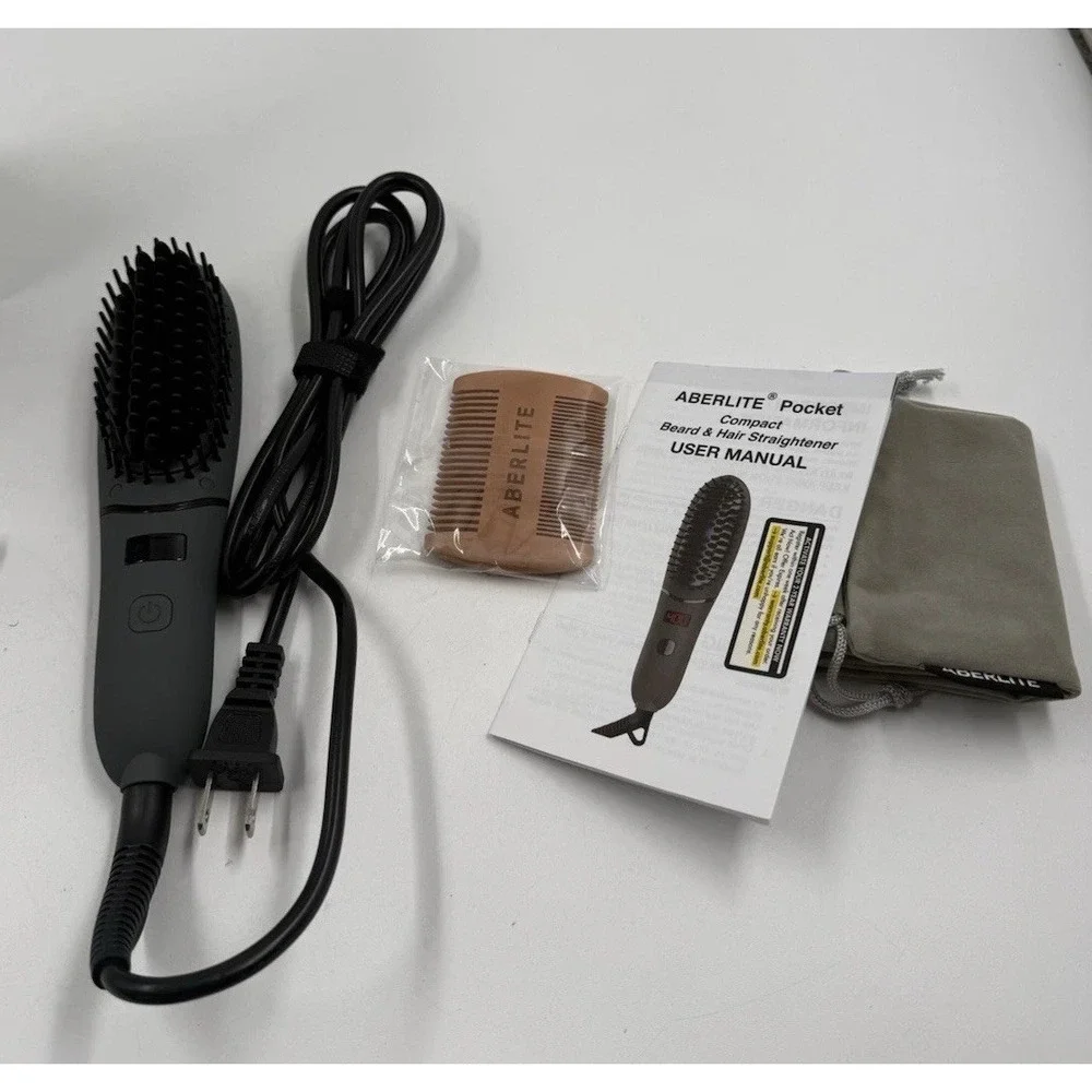 Aberlite EDC‎ Premium Beard Straightener & Hair Brush Men Professional Straight